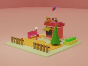 toy store fantasy building collection cartoon city 3D Model