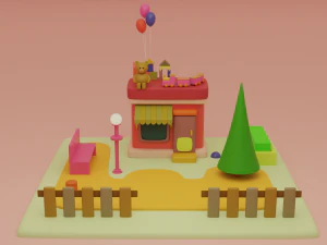toy store fantasy building collection cartoon city 3D Model