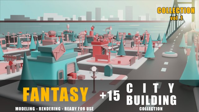 toy store fantasy building collection cartoon city 3D मॉडल .c4d .max .obj .3ds .fbx .stl .blend 