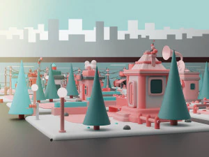 toy store fantasy building collection cartoon city 3D Model