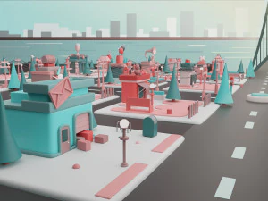 toy store fantasy building collection cartoon city 3D Model