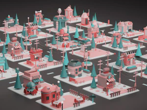 toy store fantasy building collection cartoon city 3D Model