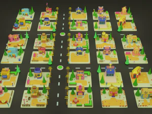 toy store fantasy building collection cartoon city 3D Model