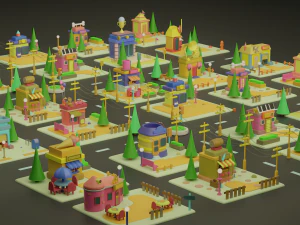 toy store fantasy building collection cartoon city 3D Model