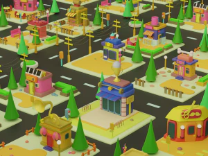 toy store fantasy building collection cartoon city 3D Model