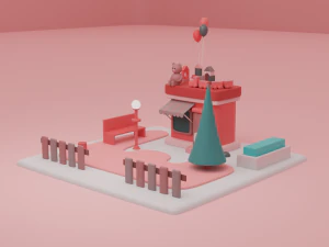 toy store fantasy building collection cartoon city 3D Model