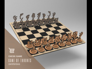 Game of thrones Chess Board Game SVG-DXF Wooden Chess Chess Board Laser Cut Family Game Modèles 3D en vedette