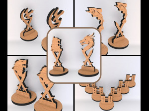 Game of thrones Chess Board Game SVG-DXF Wooden Chess Chess Board Laser Cut Family Game Modèles 3D en vedette