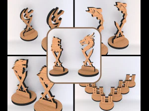 Game of thrones Chess Board Game SVG-DXF Wooden Chess Chess Board Laser Cut Family Game 3D Print Model