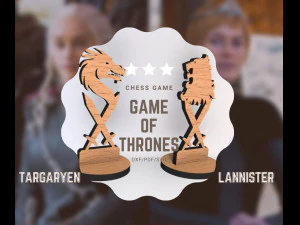 Game of thrones Chess Board Game SVG-DXF Wooden Chess Chess Board Laser Cut Family Game 3D Print Model