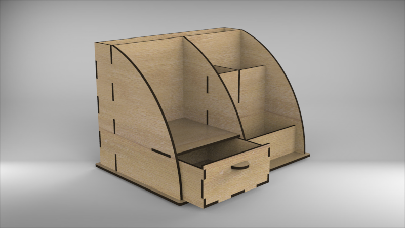 Modern CNC Laser Cut Desktop Organizer 3D मॉडल .c4d .max .obj .3ds .fbx .stl .blend 