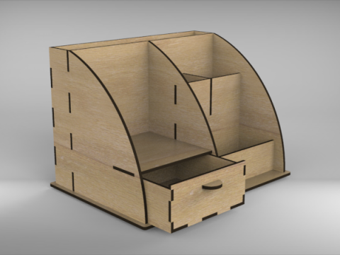 Modern CNC Laser Cut Desktop Organizer 3D Модель