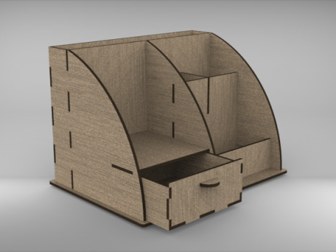 Modern CNC Laser Cut Desktop Organizer 3D मॉडल