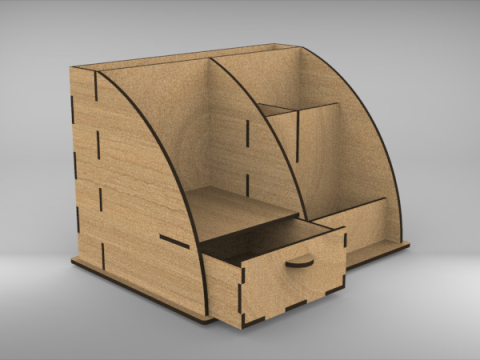 Modern CNC Laser Cut Desktop Organizer 3D मॉडल
