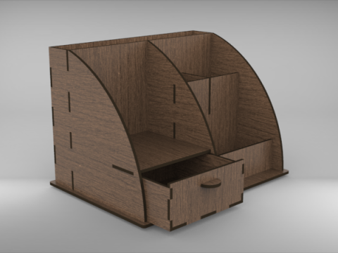 Modern CNC Laser Cut Desktop Organizer 3D मॉडल