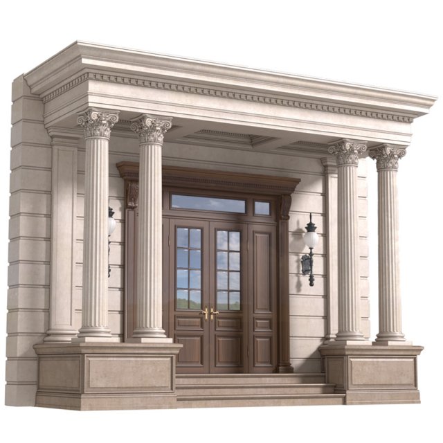 classic column porch entrance to the house entry group 3D 모델 .c4d .max .obj .3ds .fbx .stl .blend 