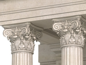 classic column porch entrance to the house entry group 3D 모델