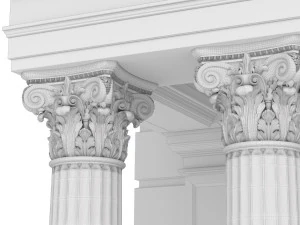 classic column porch entrance to the house entry group 3D Model