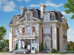 classic column porch entrance to the house entry group 3D 모델