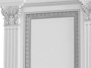 wall wood boiserie paneling with wallpaper 3D मॉडल
