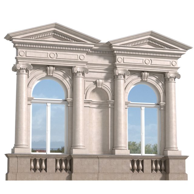 classic facade with pediment Modelo 3D .c4d .max .obj .3ds .fbx .stl .blend 