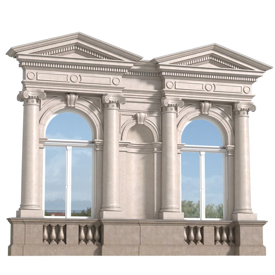 classic facade with pediment 3D Model .c4d .max .obj .3ds .fbx .stl .blend