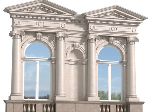classic facade with pediment 3D Model