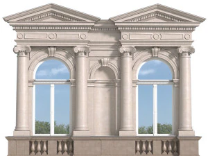 classic facade with pediment 3D Model