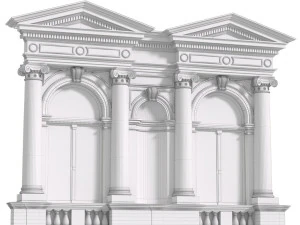 classic facade with pediment 3D Model