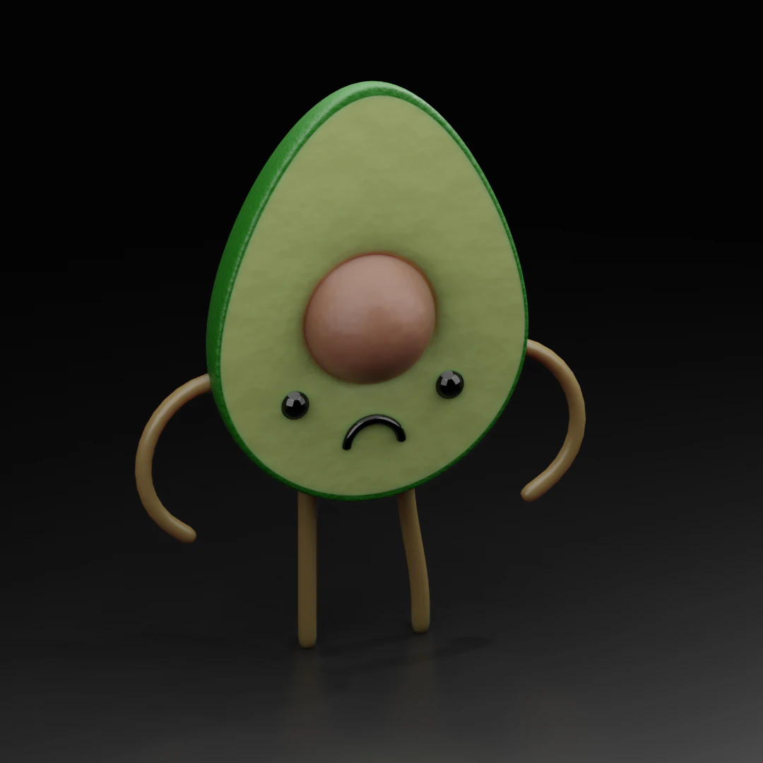 sad avacado 3D Print Model .c4d .max .obj .3ds .fbx .stl .blend 