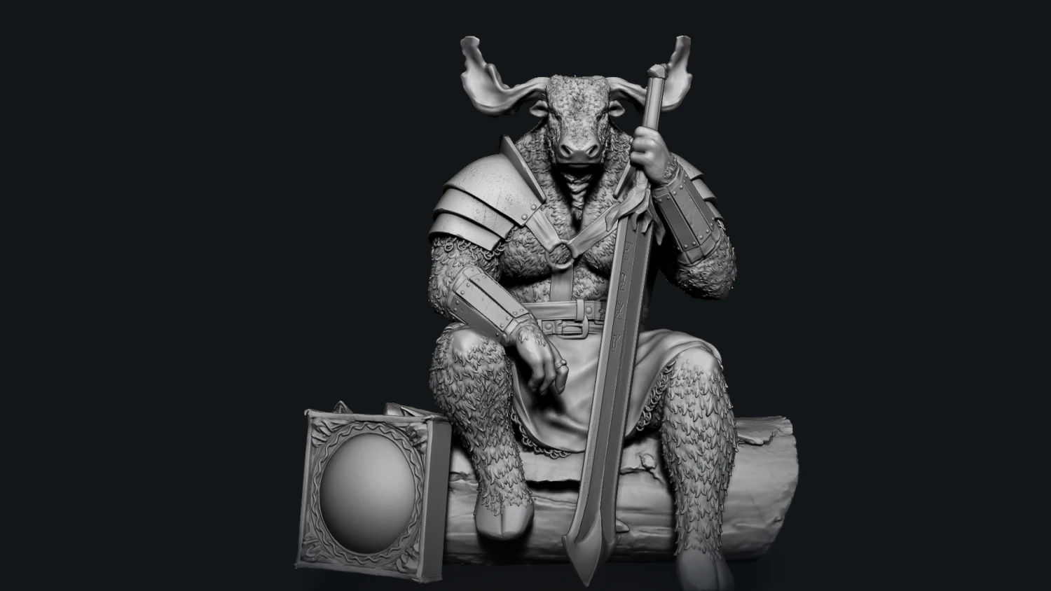 MINOTAUR MINIATURE DND 3D Print Model .c4d .max .obj .3ds .fbx .stl .blend 