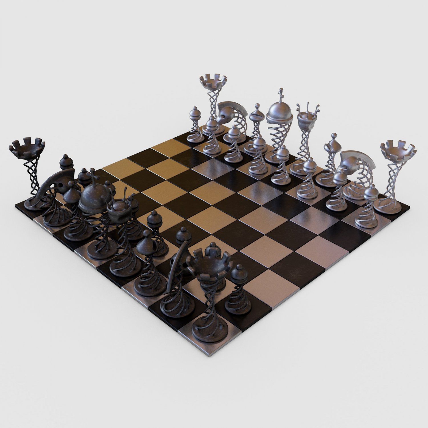 Rei preto e branco - peças de xadrez modelo 3D gratuito - .c4d