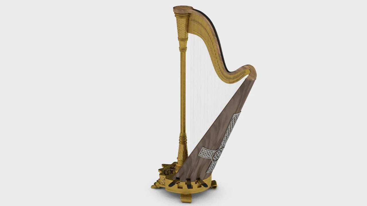 musical instrument harp 3D Model .c4d .max .obj .3ds .fbx .stl .blend 