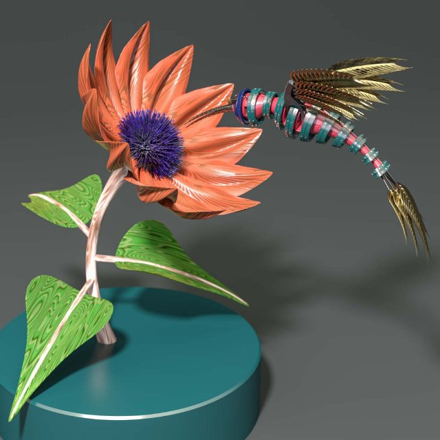 steampunk colibri Modelo 3D .c4d .max .obj .3ds .fbx .stl .blend 