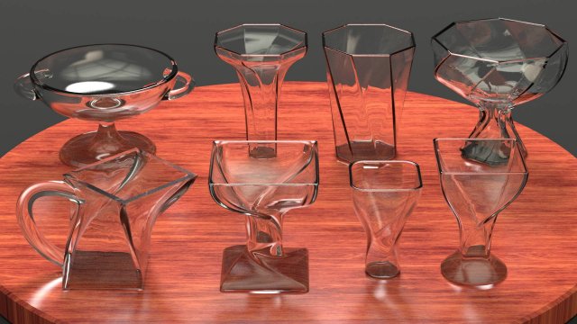 a set of 8 vases Modelo 3D .c4d .max .obj .3ds .fbx .stl .blend 