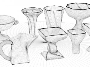 a set of 8 vases 3D Model