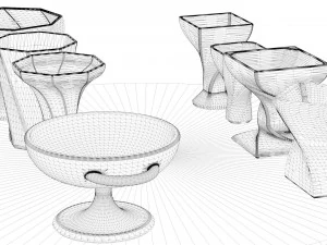a set of 8 vases 3D Model