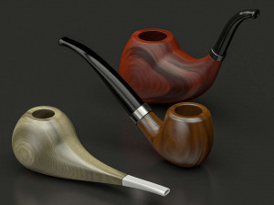 3 wooden smoking pipes 3D 模型