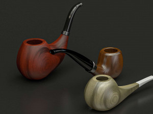 3 wooden smoking pipes 3D 모델