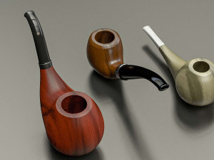 3 wooden smoking pipes 3D 모델