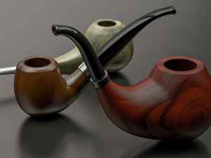 3 wooden smoking pipes 3D 모델