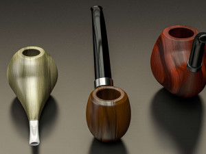 3 wooden smoking pipes 3D 모델
