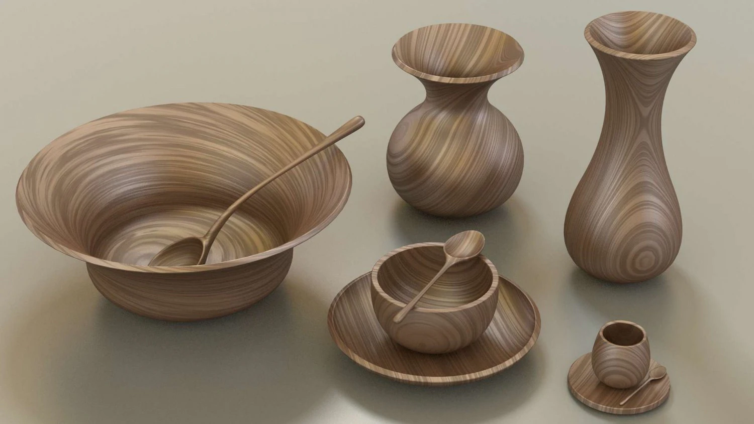 wooden table set 3D Model .c4d .max .obj .3ds .fbx .stl .blend 
