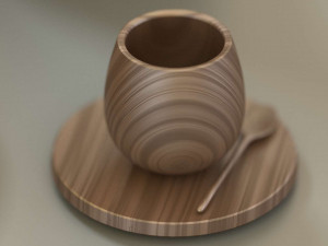 wooden table set 3D 模型