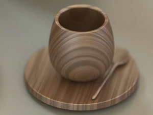 wooden table set 3D Model