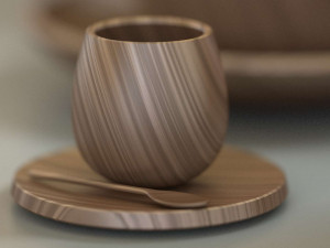 wooden table set 3D 模型