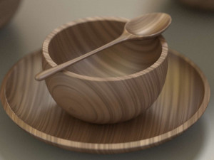 wooden table set 3D 模型