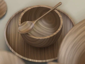 wooden table set 3D Model