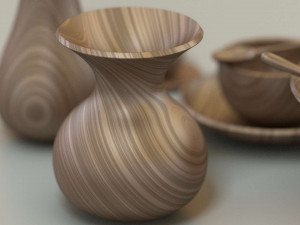 wooden table set 3D 模型
