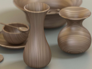 wooden table set 3D 模型